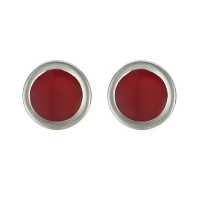 Designer red inlay circle stud earring